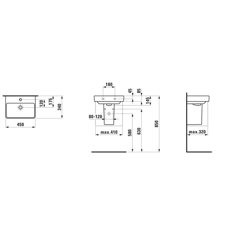 Раквина Laufen Pro S 45x34 мини / 8159610001041 белый