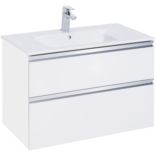 Тумба с раковиной Roca The Gap New 80 см 857399806 + 32799C000 белый глянцевый