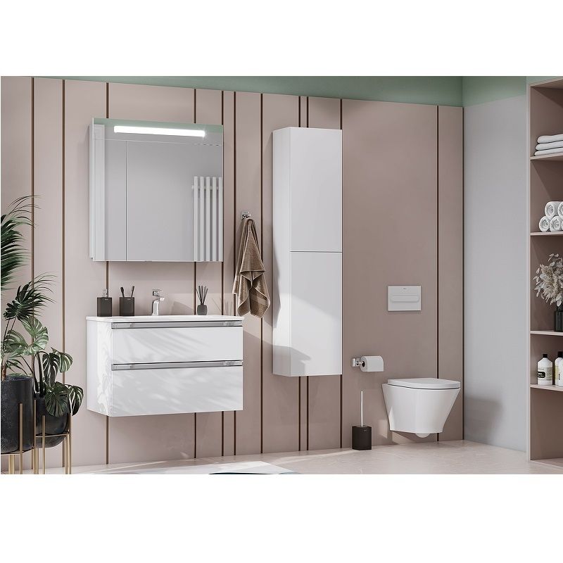 Тумба с раковиной Roca The Gap New 80 см 857399806 + 32799C000 белый глянцевый