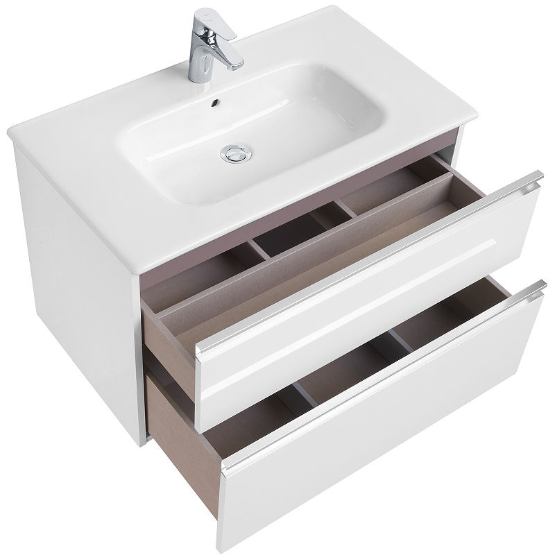 Тумба с раковиной Roca The Gap New 80 см 857399806 + 32799C000 белый глянцевый