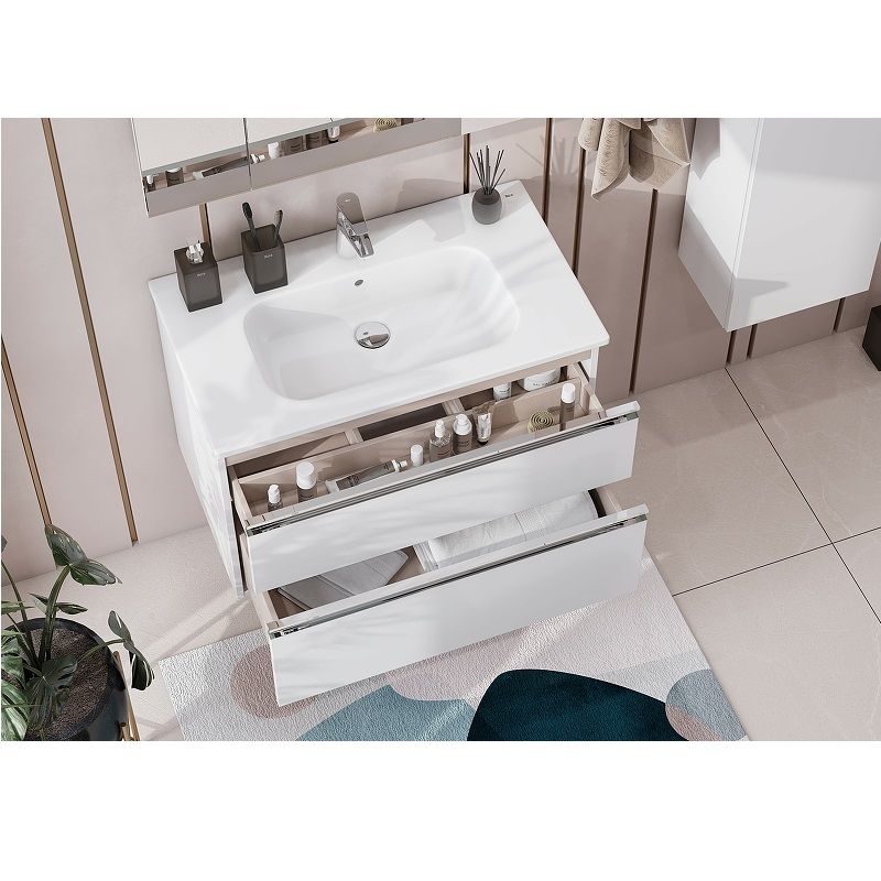 Тумба с раковиной Roca The Gap New 80 см 857399806 + 32799C000 белый глянцевый