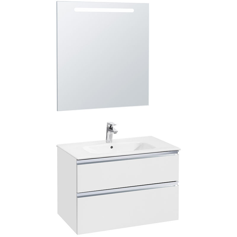 Тумба с раковиной Roca The Gap New 80 см 857399806 + 32799C000 белый глянцевый