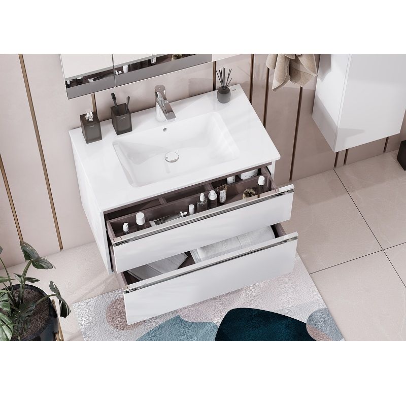 Тумба с раковиной Roca The Gap New 80 см 857399806 + 32799C000 белый глянцевый