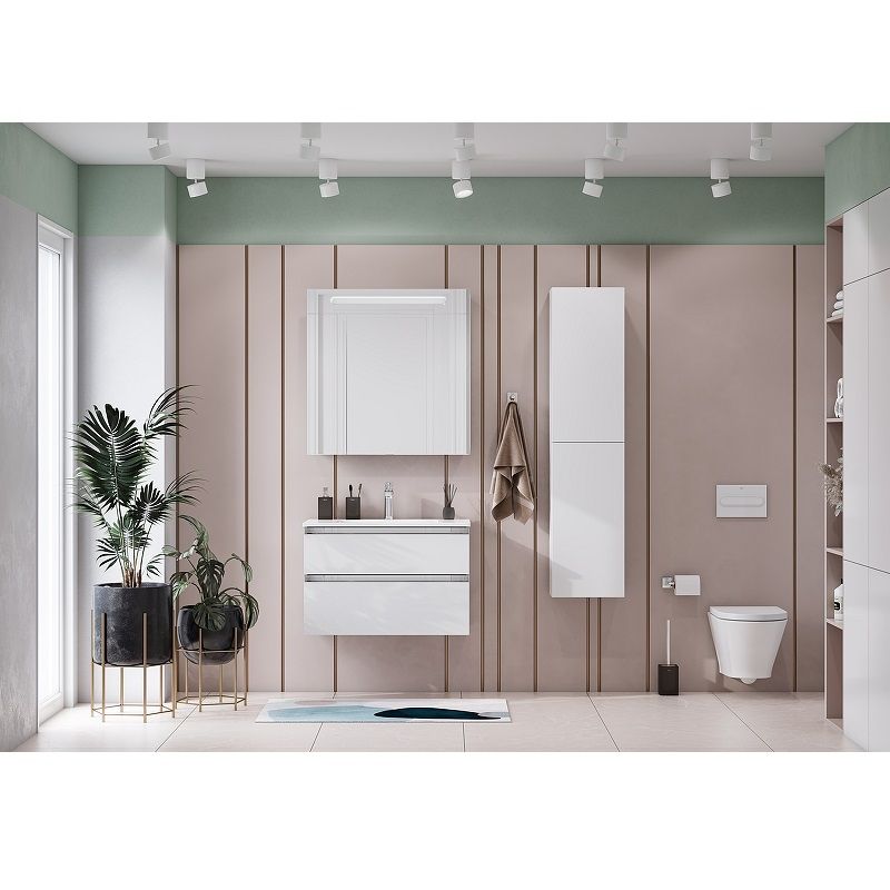 Тумба с раковиной Roca The Gap New 80 см 857399806 + 32799C000 белый глянцевый