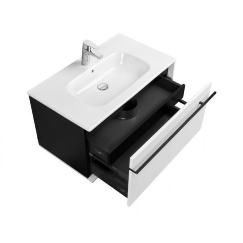 Тумба с раковиной Roca Aneto 80 см 857430806 + 32799C000 белый глянцевый/черный