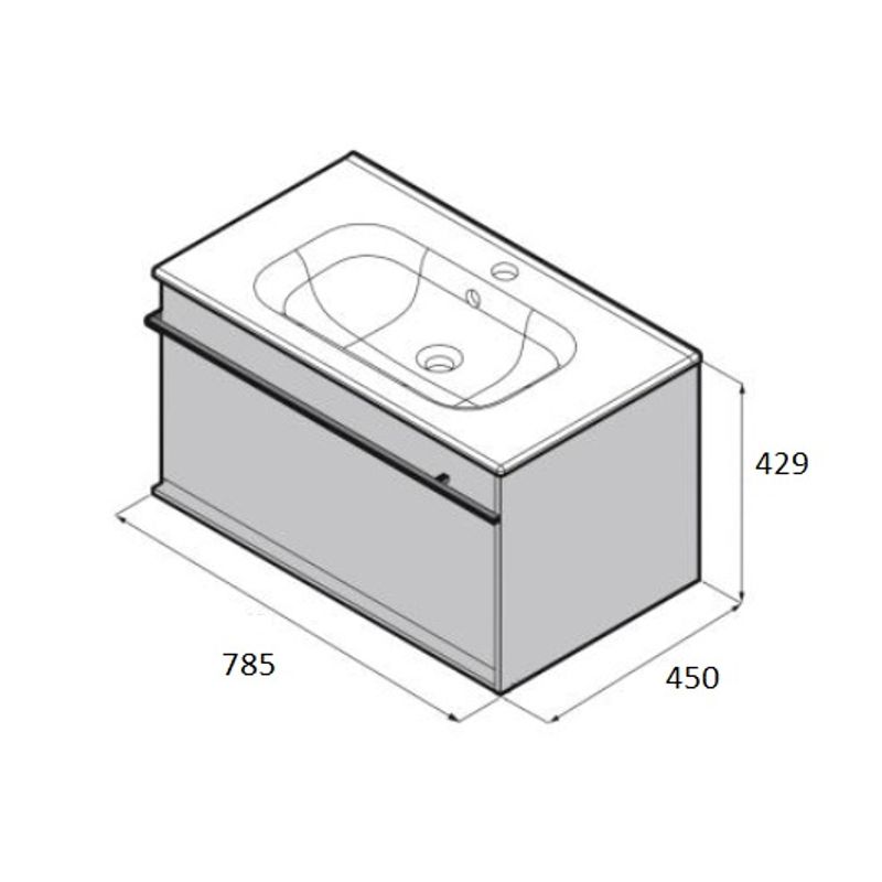 Тумба с раковиной Roca Aneto 80 см 857430806 + 32799C000 белый глянцевый/черный