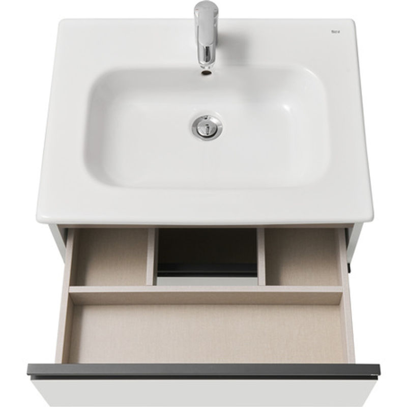 Тумба с раковиной Roca Domi 60 см 857458806 + 32799E000 белый глянцевый/черный