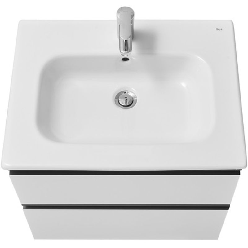 Тумба с раковиной Roca Domi 60 см 857458806 + 32799E000 белый глянцевый/черный