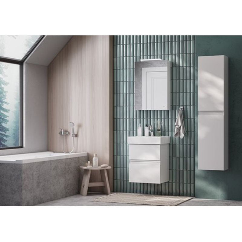 Тумба с раковиной Roca Oleta 50 см 857638806 + 3274C300Y белый глянцевый