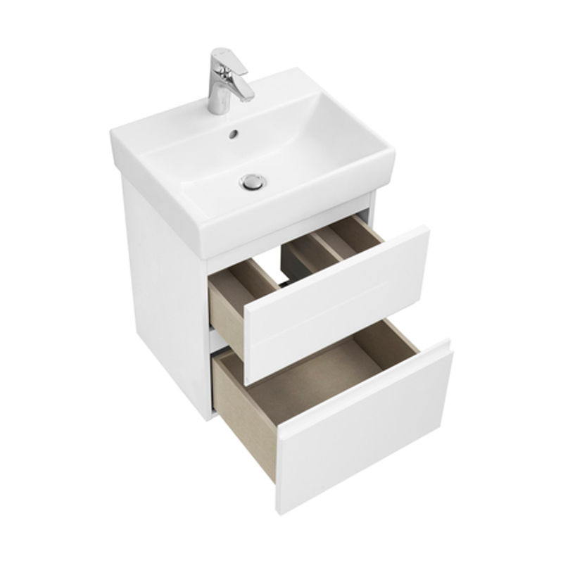 Тумба с раковиной Roca Oleta 50 см 857638806 + 3274C300Y белый глянцевый