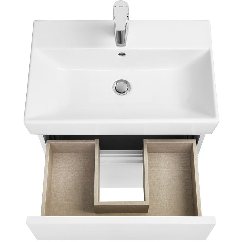 Тумба с раковиной Roca Oleta 60 см 857639501 + 3274C400Y белый матовый