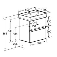 Тумба с раковиной Roca Oleta 60 см 857639501 + 3274C400Y белый матовый — 15