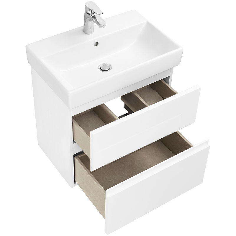 Тумба с раковиной Roca Oleta 60 см 857639806 + 3274C400Y белый глянцевый