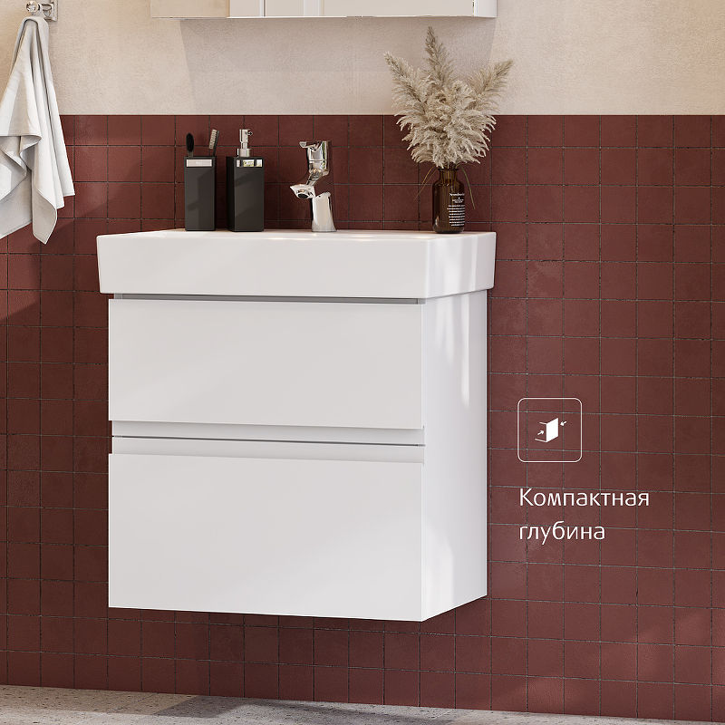 Тумба с раковиной Roca Oleta 80 см 857640501 + 3274C500Y белый матовый