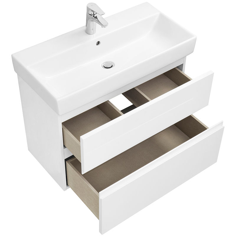 Тумба с раковиной Roca Oleta 80 см 857640806 + 3274C500Y белый глянцевый