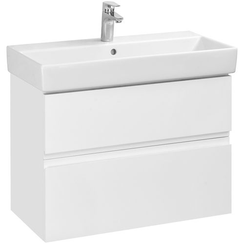 Тумба с раковиной Roca Oleta 80 см 857640806 + 3274C500Y белый глянцевый