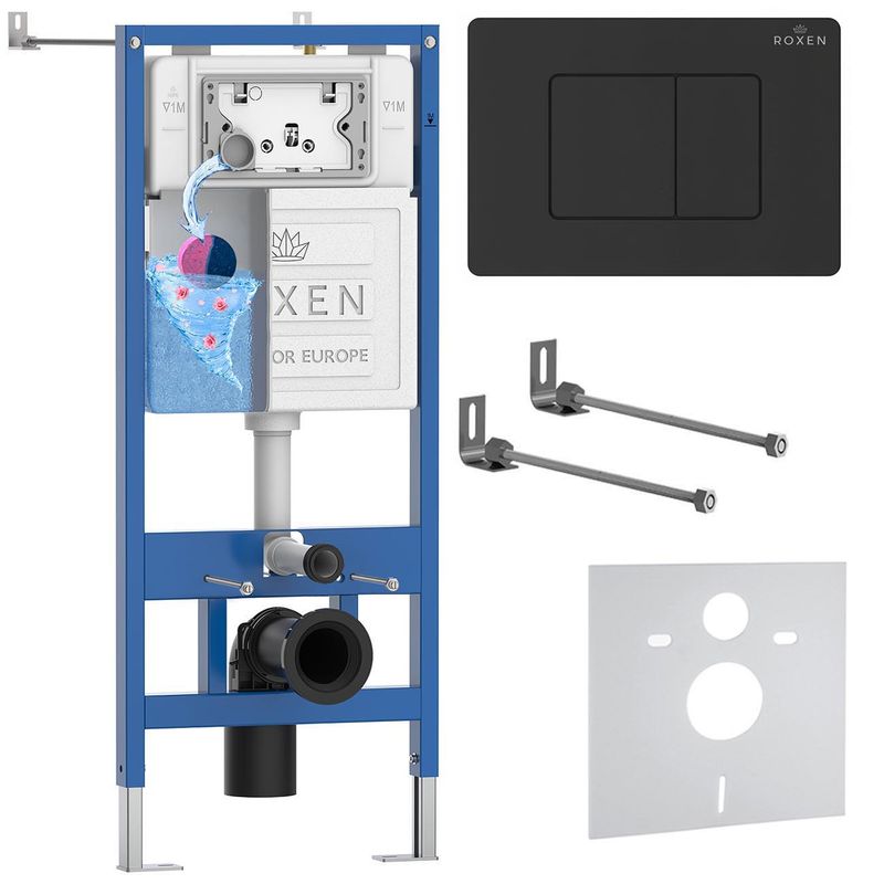 Инсталляция для унитаза Roxen StounFix Dual Fresh 868401 4 в 1 (состоит из: 710200, Steel 420280BM)