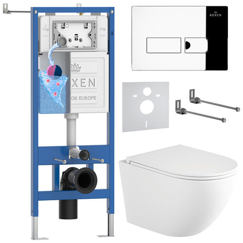 Унитаз подвесной с инсталляцией Roxen StounFix Dual Fresh 868414 6 в 1 (состоит из: 710200, Caspia 410280CH, 530205-01-L)