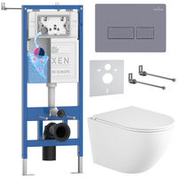 Унитаз подвесной с инсталляцией Roxen StounFix Dual Fresh 868417 6 в 1 (состоит из: 710200, Caspia 410280DG, 530205-01-L) — 1
