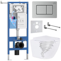 Унитаз подвесной с инсталляцией Roxen StounFix Dual Fresh 868442 6 в 1 (состоит из: 710200, Steel 420280S, 530205-01-L) — 1
