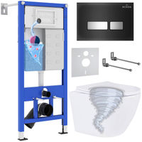 Унитаз подвесной с инсталляцией Roxen StounFix Dual Fresh 868448 6 в 1 (состоит из: 710200, Glass 430280B, 530205-01-L) — 1