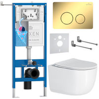 Унитаз подвесной с инсталляцией Roxen StounFix Dual Fresh 868476 6 в 1 (состоит из: 710200, Steel 420260-CHG, 530160-01) — 1