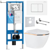 Унитаз подвесной с инсталляцией Roxen StounFix Dual Fresh 868553 6 в 1 (состоит из: 710200, Steel 420280WM, 530110-01G) — 1
