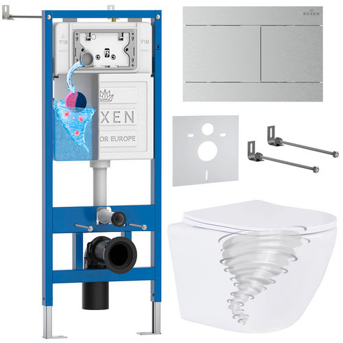 Унитаз подвесной с инсталляцией Roxen StounFix Dual Fresh 868582 6 в 1 (состоит из: 710200, Velar 420300S, 530205-01)