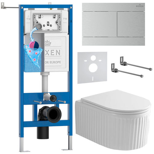 Унитаз подвесной с инсталляцией Roxen StounFix Dual Fresh 868588 6 в 1 (состоит из: 710200, Velar 420300S, 530200-01)