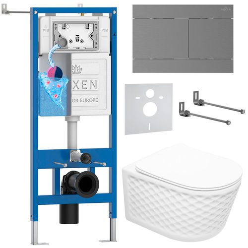 Унитаз подвесной с инсталляцией Roxen StounFix Dual Fresh 868624 6 в 1 (состоит из: 710200, Velar 420300GM, 530225-01)