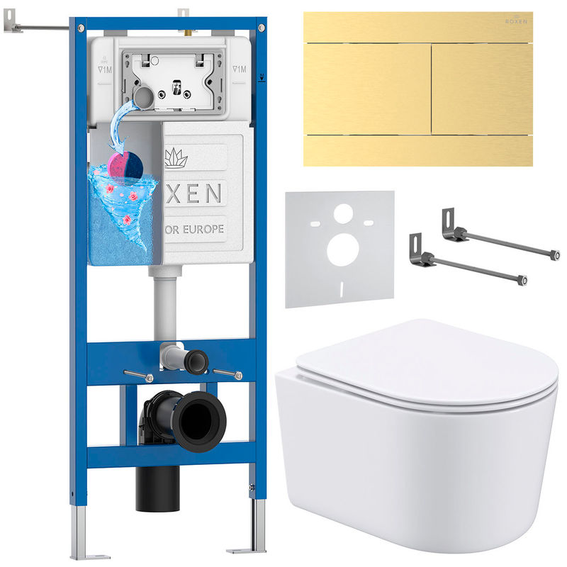 Унитаз подвесной с инсталляцией Roxen StounFix Dual Fresh 868627 6 в 1 (состоит из: 710200, Velar 420300GB, 530120-01)