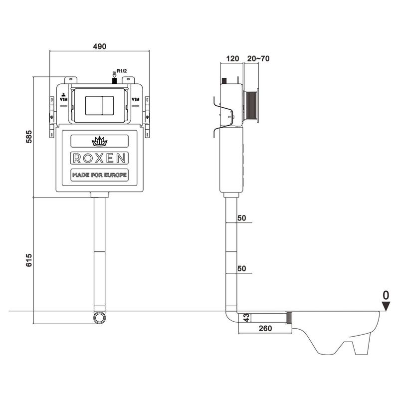 Инсталляция для унитаза Roxen Attach 868654 3 в 1 (состоит из: 710215, Steel 420260-CHG)