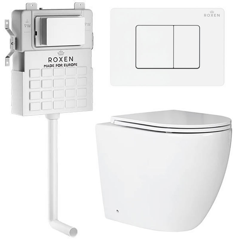 Унитаз приставной с инсталляцией Roxen Attach 868669 5 в 1 (состоит из: 710215, Steel 420280WM; 650185-01)