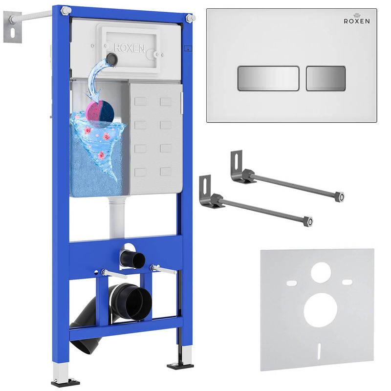Инсталляция для унитаза Roxen StounFix Dual Fresh 871161 4 в 1 (состоит из: 710200, Glass 430280W)