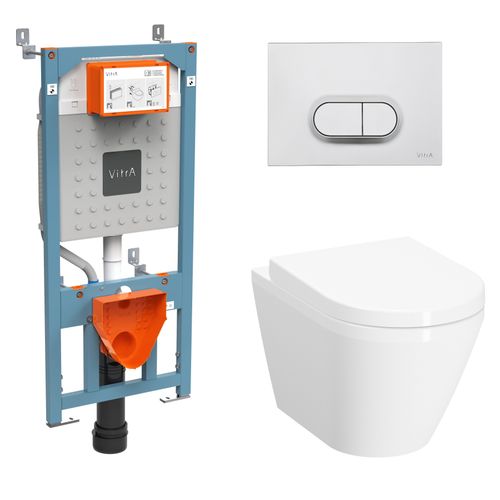 Унитаз подвесной с инсталляцией Vitra Integra Round 9004B003-7202 4 в 1 с сиденье Soft-Close