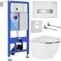 Унитаз подвесной с инсталляцией Roxen StounFix Dual Fresh 904965 6 в 1 (состоит из: 710200, Glass 430280W; 530110-01G) — 1