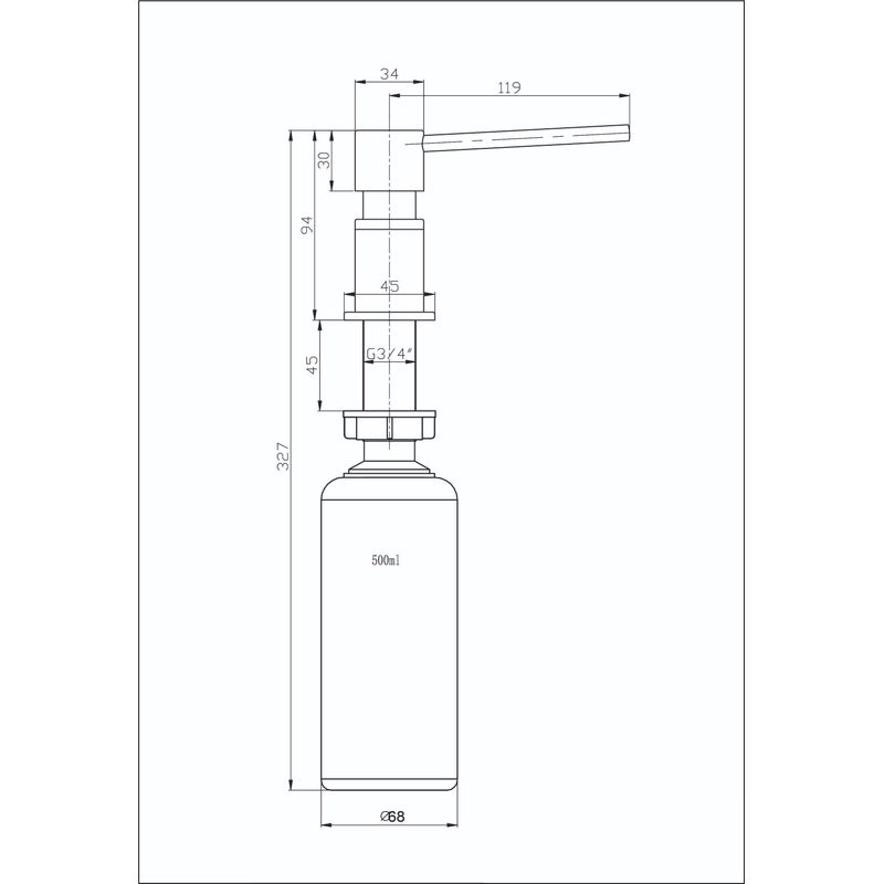 Дозатор для моющего средства BLANTEK ZK-01-BS / 9335952BS нержавеющая сталь/черный матовый