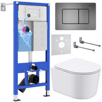 Унитаз подвесной с инсталляцией Roxen StounFix Dual Fresh 954681 6 в 1 (состоит из: инсталляции 710200, кнопки Steel 420280G, 530120-01) — 1