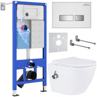 Унитаз подвесной с инсталляцией Roxen StounFix Dual Fresh 962866 6 в 1 (состоит из: инсталляции 710200, кнопки Glass 430280W, 530185-01X) — 1