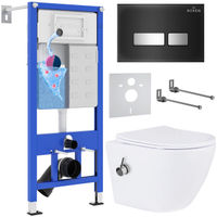 Унитаз подвесной с инсталляцией Roxen StounFix Dual Fresh 963184 6 в 1 (состоит из: инсталляции 710200, кнопки Glass 430280B, 530185-01X) — 1