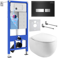 Унитаз подвесной с инсталляцией Roxen StounFix Dual Fresh 964256 6 в 1 (состоит из: 710200, Glass 430280B, 530170-01) — 1