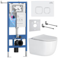 Унитаз подвесной с инсталляцией Roxen StounFix Dual Fresh 964425 6 в 1 (состоит из: 710200, Santi 410280W, 530160-01) — 1