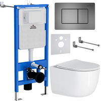 Унитаз подвесной с инсталляцией Roxen StounFix Dual Fresh 964579 6 в 1 (состоит из: 710200, Steel 420280G, 530160-01) — 1