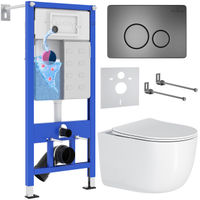 Унитаз подвесной с инсталляцией Roxen StounFix Dual Fresh 964590 6 в 1 (состоит из: 710200, Steel 420260G, 530160-01) — 1
