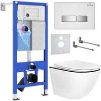 Унитаз подвесной с инсталляцией Roxen StounFix Dual Fresh 964909 6 в 1 (состоит из: 710200, Glass 430280W, 530110-01B) — 1