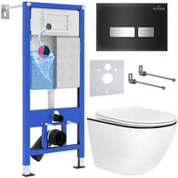 Унитаз подвесной с инсталляцией Roxen StounFix Dual Fresh 964974 6 в 1 (состоит из: 710200, Glass 430280B, 530110-01B) — 1