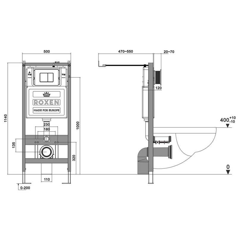 Инсталляция для унитаза Roxen StounFix Dual Fresh 966176 4 в 1 (состоит из: 710200, Santi 410260BG)