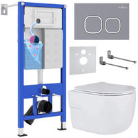 Унитаз подвесной с инсталляцией Roxen StounFix Dual Fresh 966397 6 в 1 (состоит из: 710200, Santi 410280DG, 530155-01) — 1