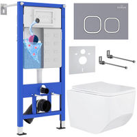 Унитаз подвесной с инсталляцией Roxen StounFix Dual Fresh 966418 6 в 1 (состоит из: 710200, Santi 410280DG, 530145-01) — 1