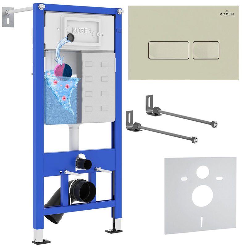 Инсталляция для унитаза Roxen StounFix Dual Fresh 966623 4 в 1 (состоит из: 710200, Caspia 410280BG)